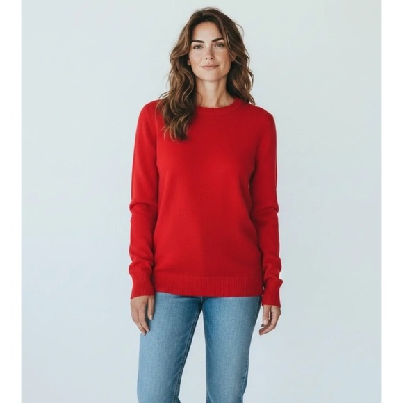 Nordstrom Sweaters - Nordstrom Collection Red 100% Cashmere Classic Crew Neck Sweater Size Large
